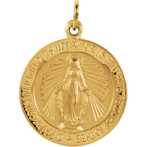 14k Yellow Gold 18mm Miraculous Medal