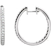 Pair of 1 CTTW Hinged Diamond Inside/Outside Hoop Earrings in 14k White Gold