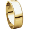 14k Yellow Gold 6mm Light Milgrain Band, Size 8