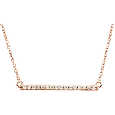 14k Rose Gold 1/6 CTW Diamond Bar 18" Necklace