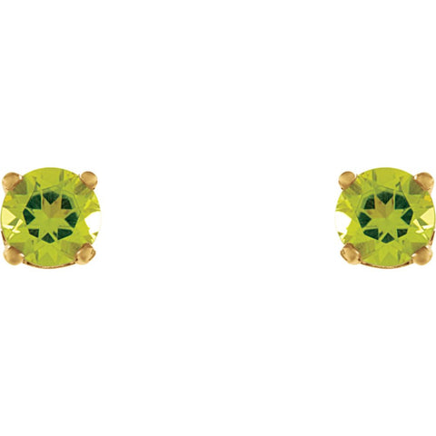 14k Yellow Gold Imitation Peridot Youth Earrings