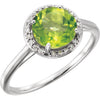 14k White Gold Peridot and 0.05 ctw. Diamond Halo-Style Ring, Size 7