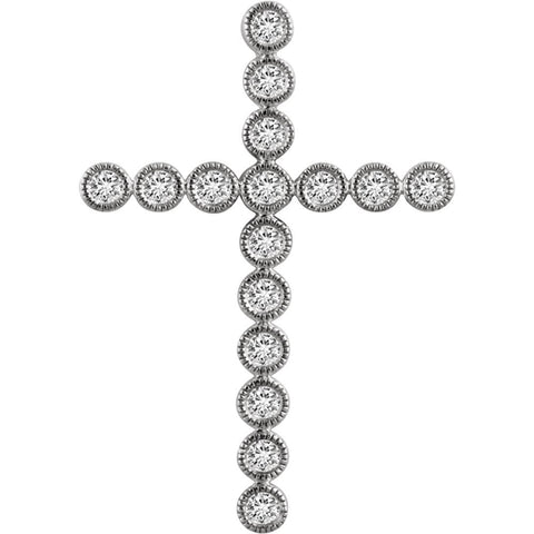 14k White Gold 3/4 CTW Diamond Cross Pendant