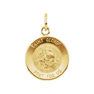 14k Yellow Gold 12mm Round St. George Medal