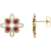 14k Yellow Gold Ruby & 1/4 ctw. Diamond Earrings