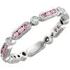14k White Gold Pink Sapphire & 1/10 ctw. Diamond Eternity Band, Size 6