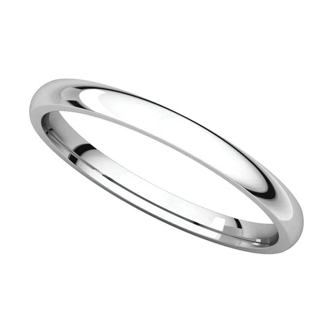 14k White Gold 2.5mm Light Comfort Fit Band, Size 6