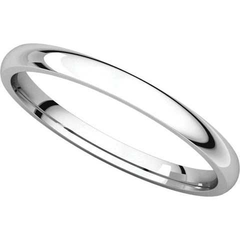 10k White Gold 2mm Light Comfort Fit Band, Size 6