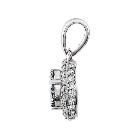 14k White Gold 3/8 CTW Diamond Blue & White Halo Pendant
