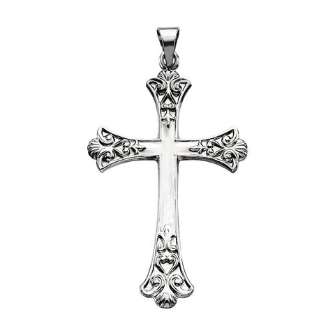 14k White Gold 38x26mm Cross Pendant