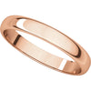 14k Rose Gold 3mm Half Round Light Band, Size 7.5