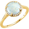 14k Yellow Gold Opal & 0.05 ctw. Diamond Halo-Style Ring, Size 7