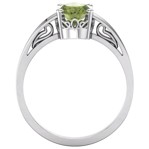 14k White Gold Peridot Ring, Size 7