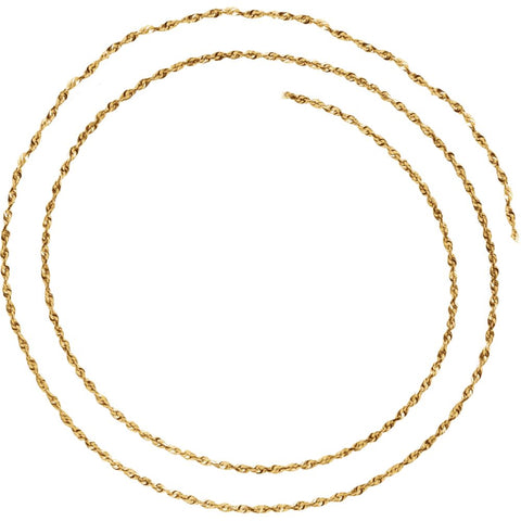 14k Yellow Gold 1.3mm Diamond Cut Rope 24" Chain
