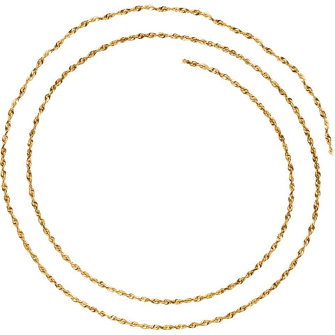 14k Yellow Gold 1.3mm Diamond Cut Rope 7" Chain