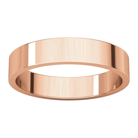 14k Rose Gold 4mm Flat Band, Size 9