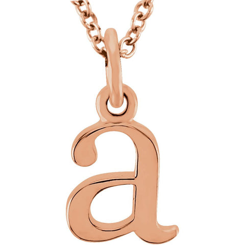 14k Rose Gold "a" Lowercase Initial 16" Necklace
