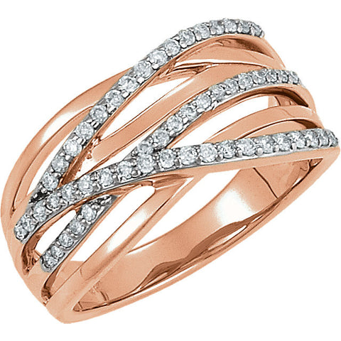 14k Rose Gold Rhodium Plated 1/3 CTW Diamond Ring, Size 7