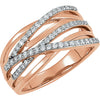 1/3 CTTW Diamond Ring with Rhodium Plating in 14k Rose Gold (Size 6 )