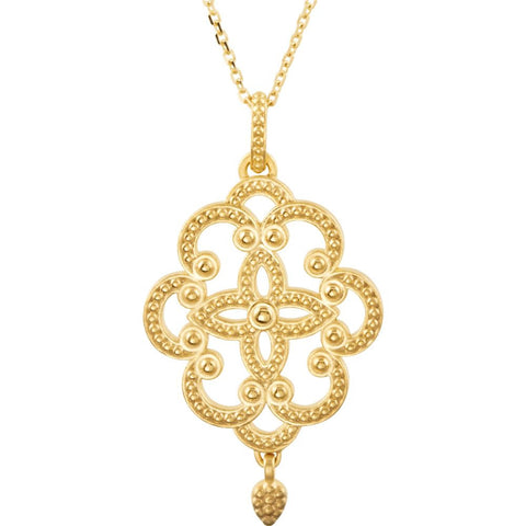 14k White Gold Granulated Pendant or Necklace