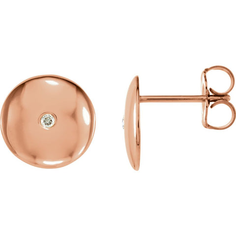 14k Rose Gold .03 CTW Diamond Domed Earrings