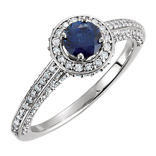 14k White Gold Sapphire & 5/8 CTW Diamond Engagement Ring , Size 7