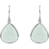 Rhodium-Plated Sterling Silver Genuine Aqua Blue Chalcedony Earrings