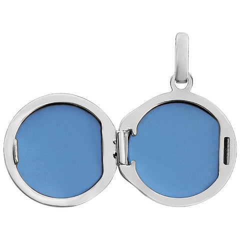 14k White Gold Round Cross Locket