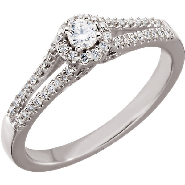 14k White Gold 1/3 CTW Diamond Engagement Ring Size 7