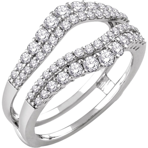 14k White Gold 1 CTW Diamond Ring Guard, Size 7