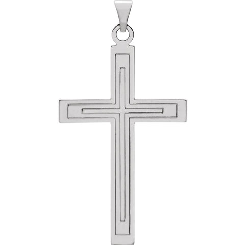 14k White Gold 39x25mm Cross Pendant