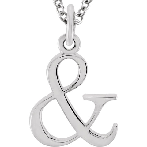 14k White Gold "&" Ampersand 16" Necklace