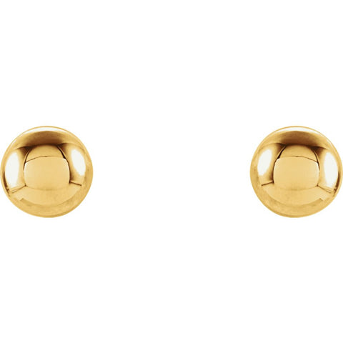 14k Yellow Gold 3mm Ball Earrings with Bright Finish