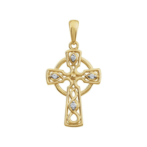 14k Yellow Gold .05 CTW Diamond Cross Pendant