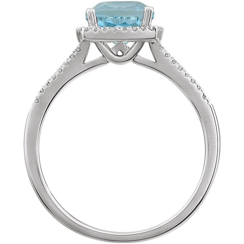 14k White Gold Sky Blue Topaz & 1/5 CTW Diamond Ring