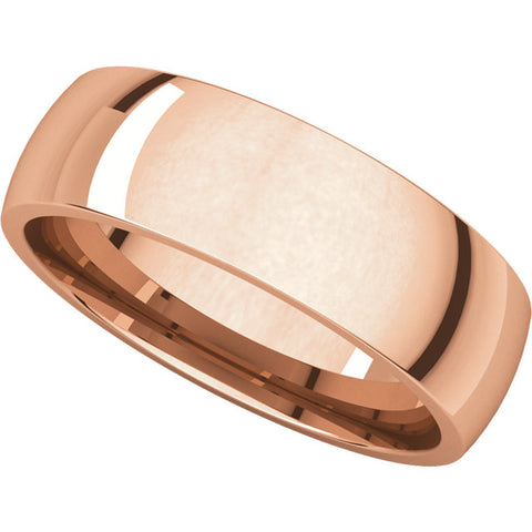 14k Rose Gold 6mm Light Comfort Fit Band, Size 7.5