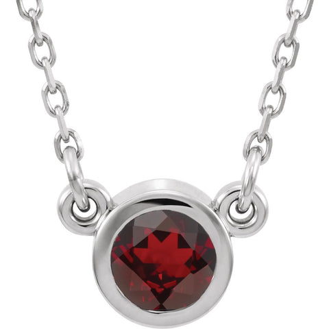 14k White Gold Mozambique Garnet 16" Necklace