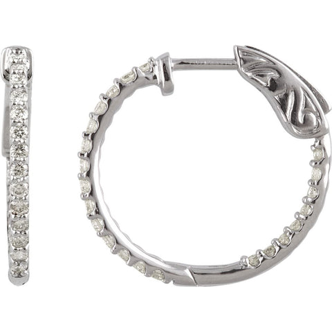 Sterling Silver Cubic Zirconia Inside/Outside Hoop Earrings