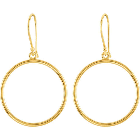 14k Yellow Gold Circle Shaped Earrings