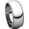14k White Gold 8mm Milgrain Band, Size 7.5