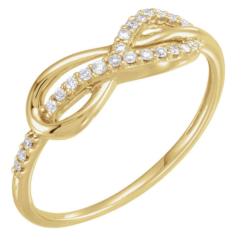 14k Yellow Gold 1/10 CTW Diamond Infinity-Inspired Knot Ring, Size 7