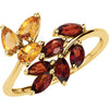 Genuine Citrine & Mozambique Garnet Ring in 14K Yellow Gold (Size 8)