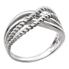 14k White Gold Crossover Rope Design Ring, Size 7