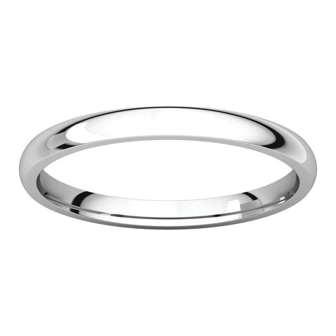 14k White Gold 2mm Light Comfort Fit Band, Size 6