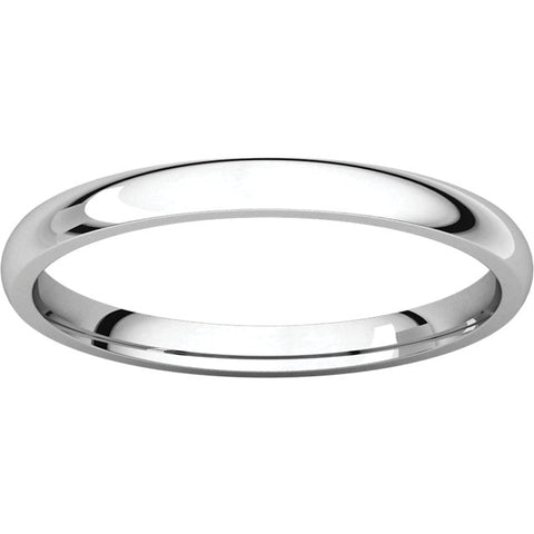 14k White Gold 2.5mm Light Comfort Fit Band, Size 6