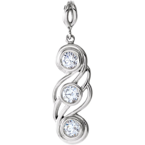 14k White Gold 1/2 CTW Diamond 3-Stone Pendant