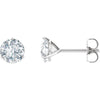14K White Gold 6.5mm Round Forever Brilliant Created Moissanite 3-Prong Earrings