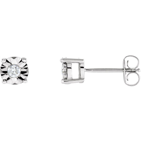 14k White Gold 1/8 CTW Diamond Illusion Stud Earrings