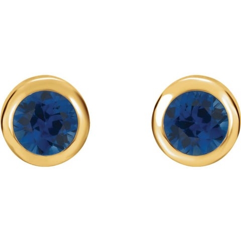 14k Yellow Gold Chatham® Created Blue Sapphire Earrings