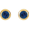14k Yellow Gold Chatham® Created Blue Sapphire Earrings